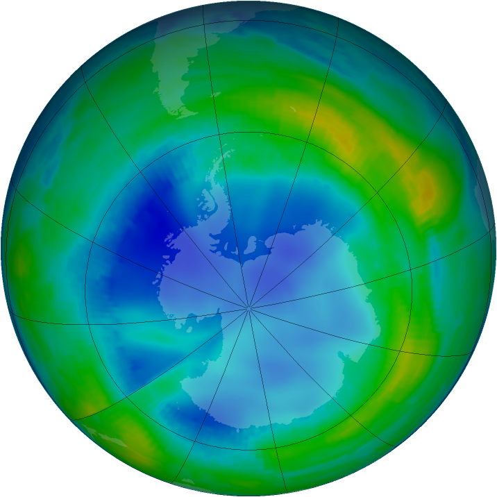Antarctic ozone map for 01 August 1997
